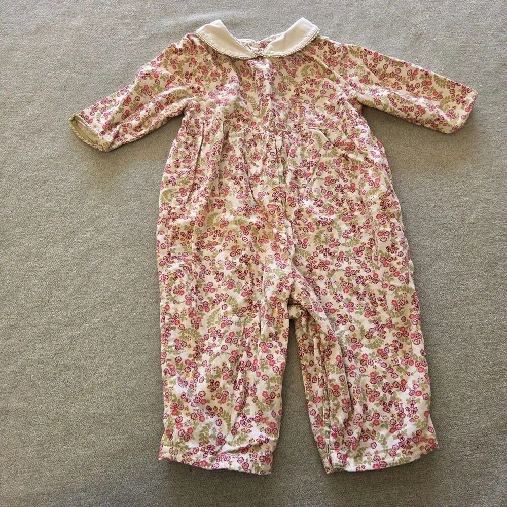 Vintage Gymboree Azalea Floral Corduroy Romper 6-12 Months 2000 Pattern